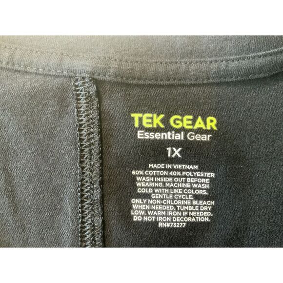 Tek Gear Black Graphic Print V-Neck Short Sleeve Casual T-Shirt Size 1X - Picture 11 of 12